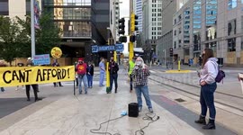 Demonstrators Rally at Xcel Energy's Headquarters in Downtown Minneapolis
