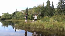 Alaskan Malamute Sojou reacts to  Fish ON