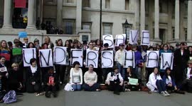 Save Undershaw Protest which has been trying to save the former home of Sir Arthur Conan Doyle, the author of the Sherlock Holmes stories and much more on Trafalgar square, London, UK
