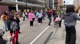 Protesters dance on street as former Minneapolis office Derek Chauvin appear in court
