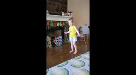 4 year old tries to jump rope