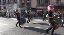 Catalonias national day. Manifestation in Barcelona, Spain