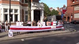 Belarusian picket next to Russian Embassy in London ahead of president Lukashenko visit to Russia - London