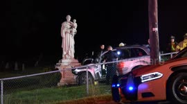 Car hits Saint Joseph Statue Cemetery in Mt. Carmel, Pennsylvania