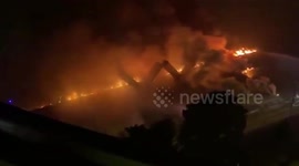 Firefighters battle blaze at Westminster Pier Park in British Columbia