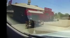 Karate kick or more of a soccer kick caught on dashcam