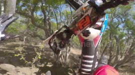 Hard-hitting dirt bike crash caught on helmet cam