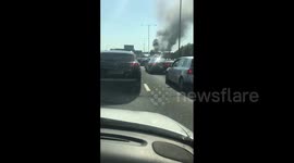 UK lorry catches fire on M25 in London