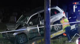 Vehicle accident car vs Saint Joseph Statue
