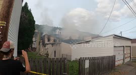 3rd alarm rowhome fire, centre street, Ashland, Pa
