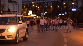 Leader of North Macedonia's right-wing party heads protest in Skopje