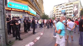 Protest led by leader of right wing party, Hristijan Mickovski in Skopje, North Macedonia