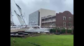 US: Barge, Yachts Wash Ashore In Pensacola As Hurricane Sally Lashes Florida 5