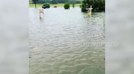 Roads flooded in Pensacola, Florida as Hurricane Sally sweeps through the area