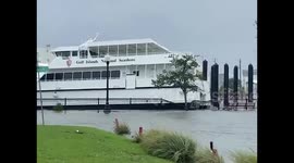 Yachts washed ashore as Hurricane Sally's surges flood Pensacola Beach