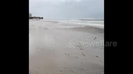 The beginning of Hurricane Sally at Gulf Shores Beach, Alabama