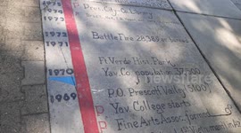 The history of Prescott Arizona in concrete right in the center of town