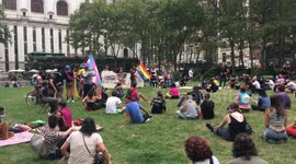 BLACK LIVES MATTER, LGBTQ AND BLACK TRANS LIVES MATTER ACTIVISTS PROTEST MARCH IN BRYANT PARK IN NEW YORK CITY. SEPTEMBER 17, 2020