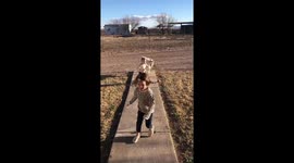 Goat Tries to Knock Kid Over