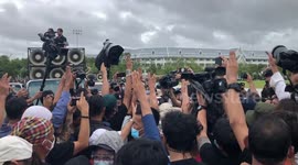 Crowds cheer at anti-government protests in Bangkok, Thailand