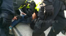 Protester knocked unconscious by Police at London anti lockdown protest Saturday 19th September