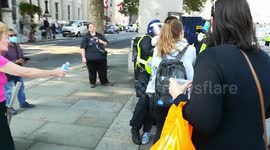 Police arrest anti vax /lockdown protestor at Trafalgar square demo 19th September 2020