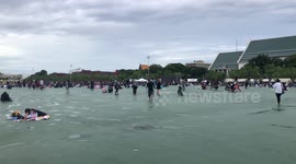 Thai protests continue for second day with symbolic plaque cemented into royal field
