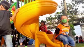 The Playground is crowded with young children in the midst of the coronavirus outbreak
