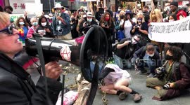 Dozens join climate and racial justice march in New York City. Artist Uses Performance Art to Protest Amazon Rainforest Fires.