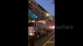 Moment Bad Bunny performs live on truck driving NYC