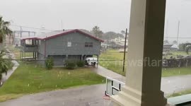 Rain lashes down in Galveston, Texas as Tropical Storm Beta continues