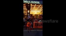 Anti-Trump demonstrators protest ahead of election in front of president's hotel in NY