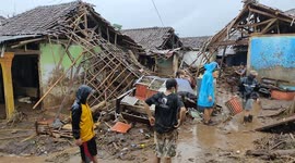 Damaged Houses Due to Flash Floods in Sukabumi, Indonesia