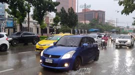 Heavy rainstorm causes flooding in Bangkok, Thailand
