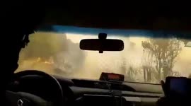 Shocking video of three firefighters escaping from forest fire in Argentina