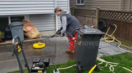 12 year old girl pressure washing