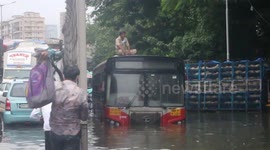 Heavy rainfall inundates roads, submerging vehicles in Mumbai