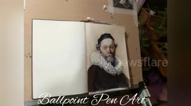 Ballpoint Pen drawing after a Rembrandt painting  made by selftaught Artist