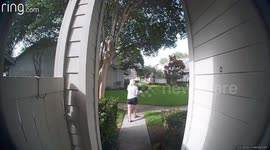 Lady Slipped At The Door Step While Trying To Catch His Running Dog