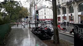 Emergency services cordon off scene of Paris knife attack