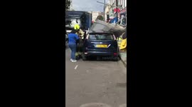 1 person injured after scaffolding smashes into road in north London