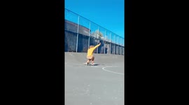 Skilled skater from Venice, California performs impressive tricks on a sunny day