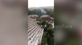 Freak hail and thunder storms bring summer to an abrupt end in Yorkshire - leaving the streets under a white blanket