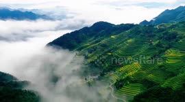 This drone footage above the rice terraces of southern China is beautiful