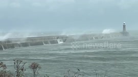 Watch as large waves from savage autumn storm batters the 111 year old pier at Tynemouth