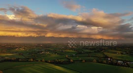 Drone Captures Dramatic Sunset Storm Clouds