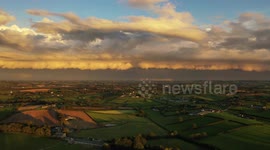 Sunset Storm Clouds With Shelf - Drone View