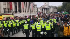 Scores of police move into Trafalgar Square to break up anti-lockdown protest