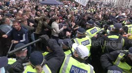 Violence ERUPTS as police clash with anti-lockdown protesters in Trafalgar Square, London