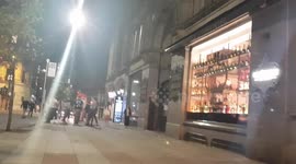 Fight near Albert square Manchester on first weekend of 10pm curfew